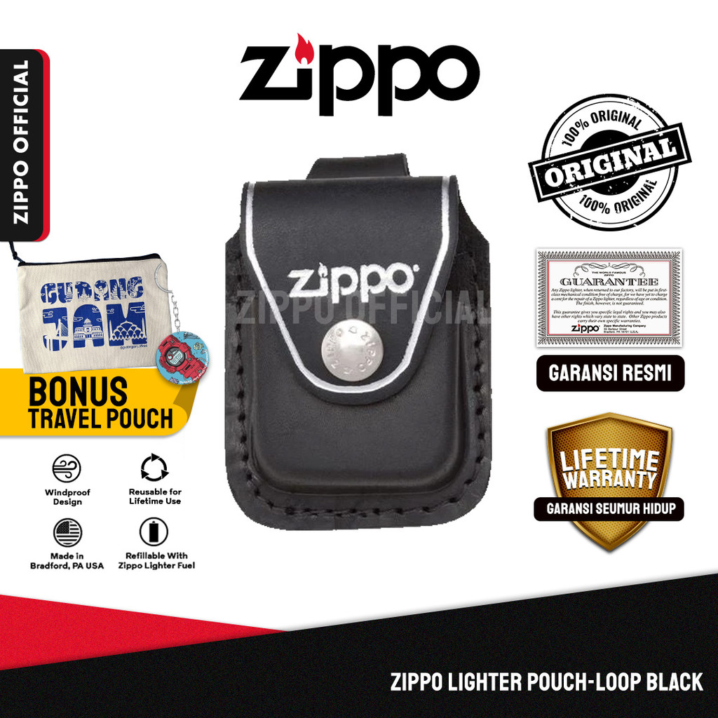 Zippo Lighter Pouch-Loop Black | Garansi Lifetime | Original USA