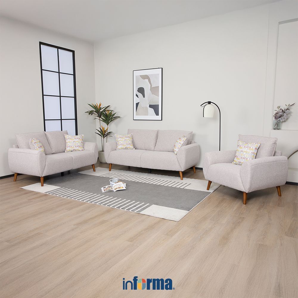 Informa Calista Set Sofa Fabric - Cokelat Muda Sofa Ruang Tamu Kursi Sofa Minimalis Kursi Ruang Tamu