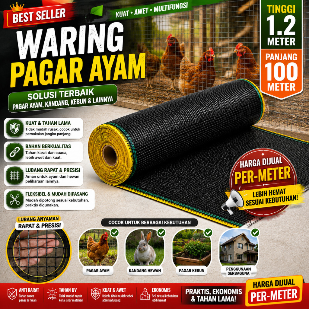 Waring (Ecer) Waring Jaring Pagar Tanaman Waring Pagar Kandang Ayam Waring Pagar Kebun