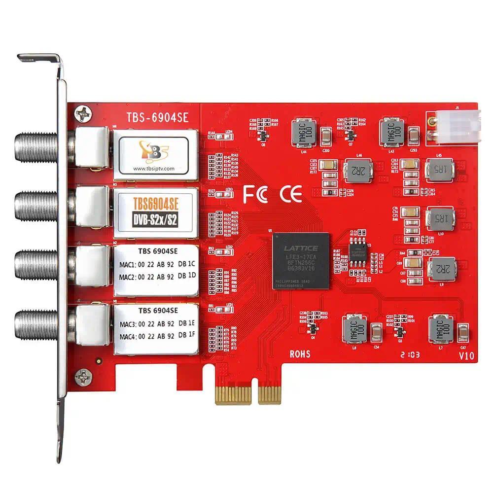 TBS6904se DVB-S S2 S2X Quad Tuner PCIe Card for Wating and Recorng Satellite FTA TV annels on PC
