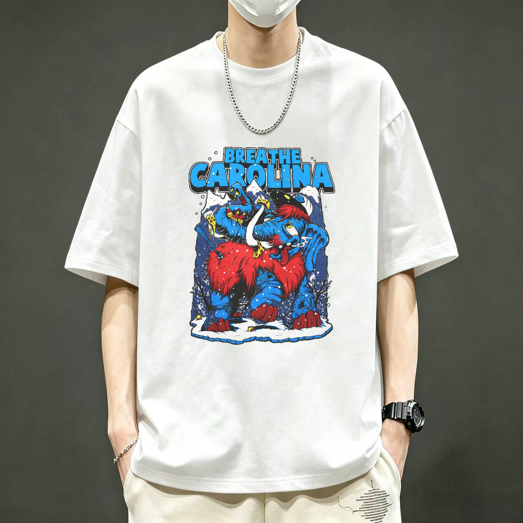 Kaos Band Breathe Carolina Kaos Pria T Shirt Unisex American Style Kaos Vintage Desain Burung Monste