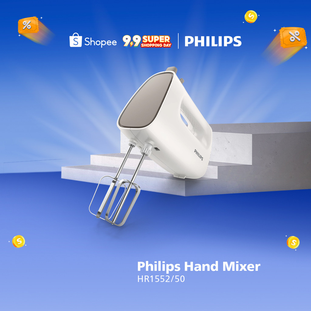 Mixer Philips -  HR1552/50 - Hand Mixer - Mikser Philips - Mixer Pencampur - Mixer Kue - Abu Abu