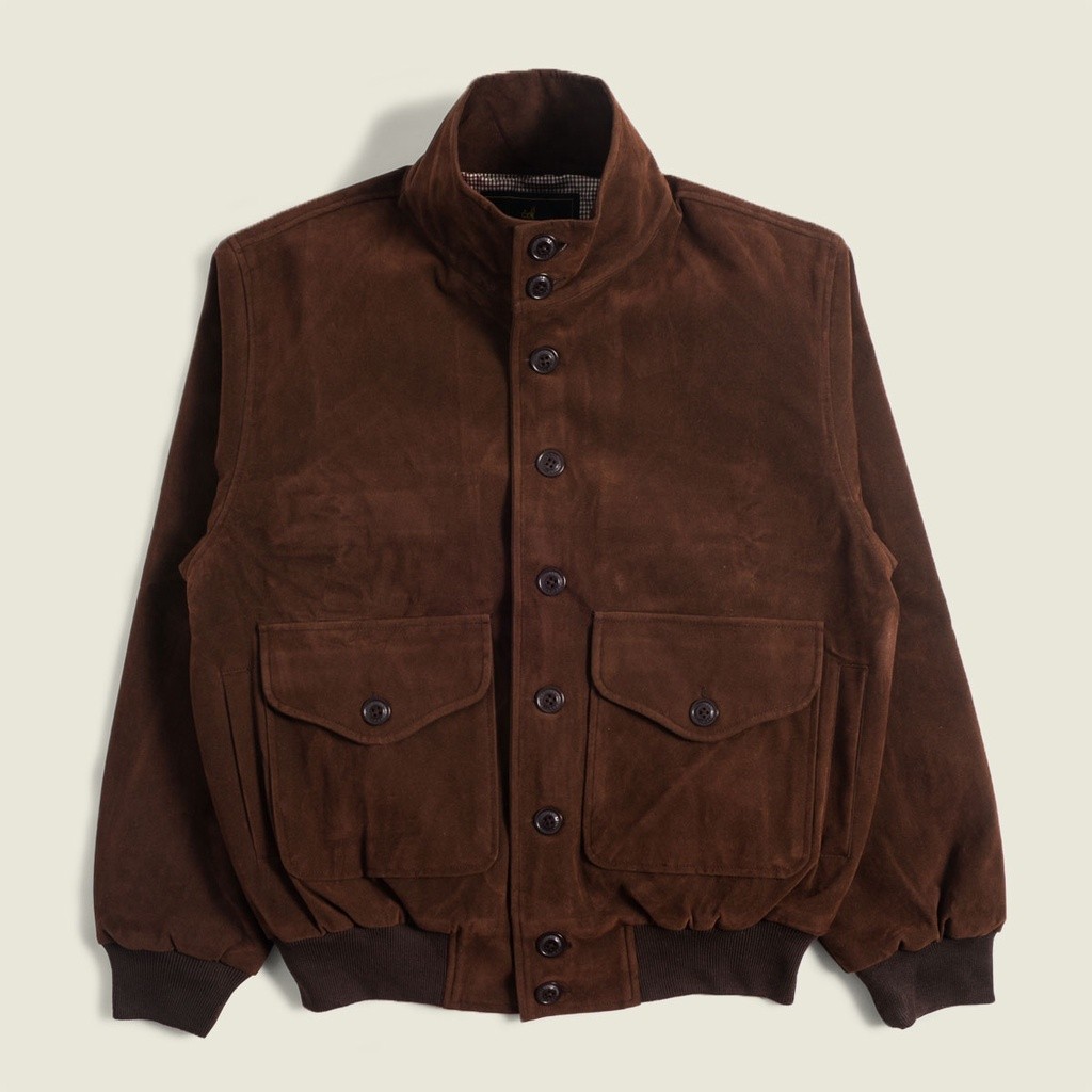 Ready Stok Remington Flight Jacket Saddle Brown Faux Suede