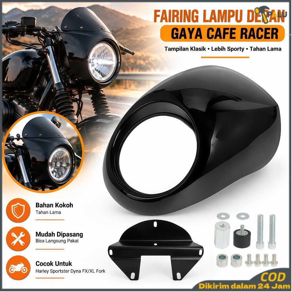 fairing Cafe Drag Headlight Fairing Custom Visor Fits For Harley Sportster Dyna FX/XL Fork