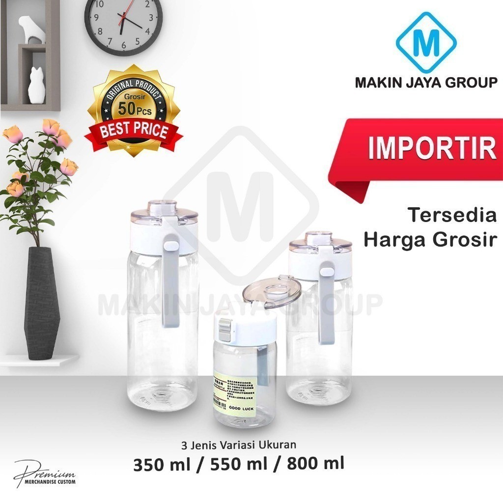 JKT Tumbler Botol air Minum BPA FREE Putih Transparan Bening Estetik aestetik Botol Air Minum 350 55