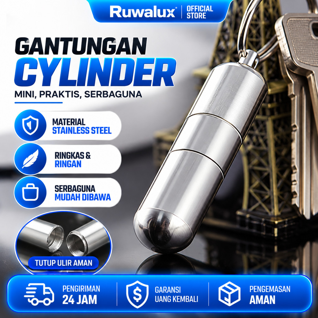 Ruwalux Gantungan Kunci Penyimpanan Cylinder Stainless Steel  Case - LC25 - 7RTP07SV