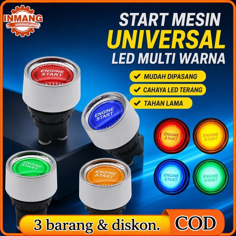 Saklar Tombol Start Engine Led Universal Mobil Keyless On Off Tahan Air Arus Besar