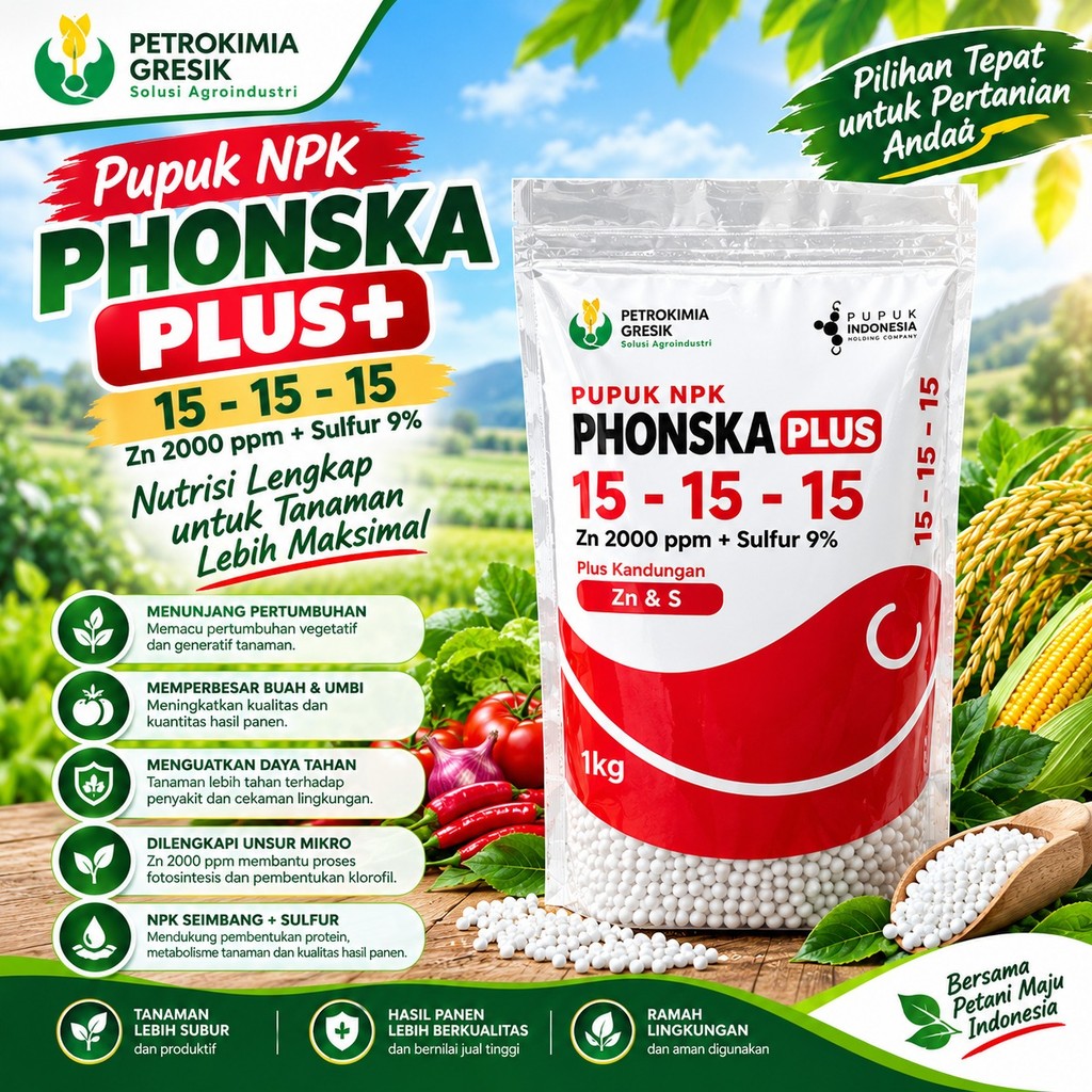 Pupuk NPK Phonska Plus 15 15 15 Petro 1kg - Nutrisi Penyubur Tanaman