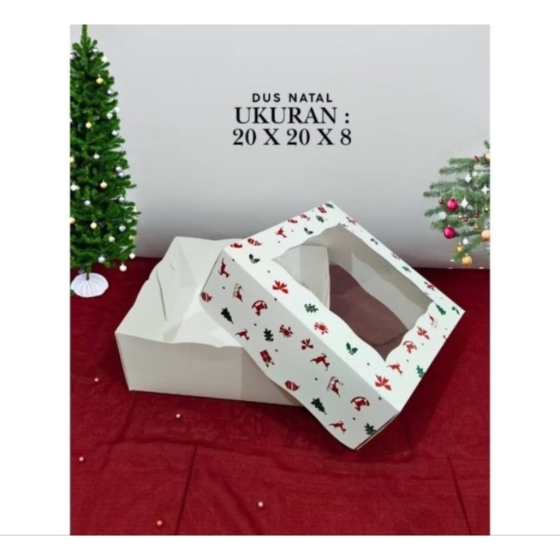 Kraft Laminasi Christmas Box Natal 20x20 x8cm box natal kue box natal lapis legit box natal brownies