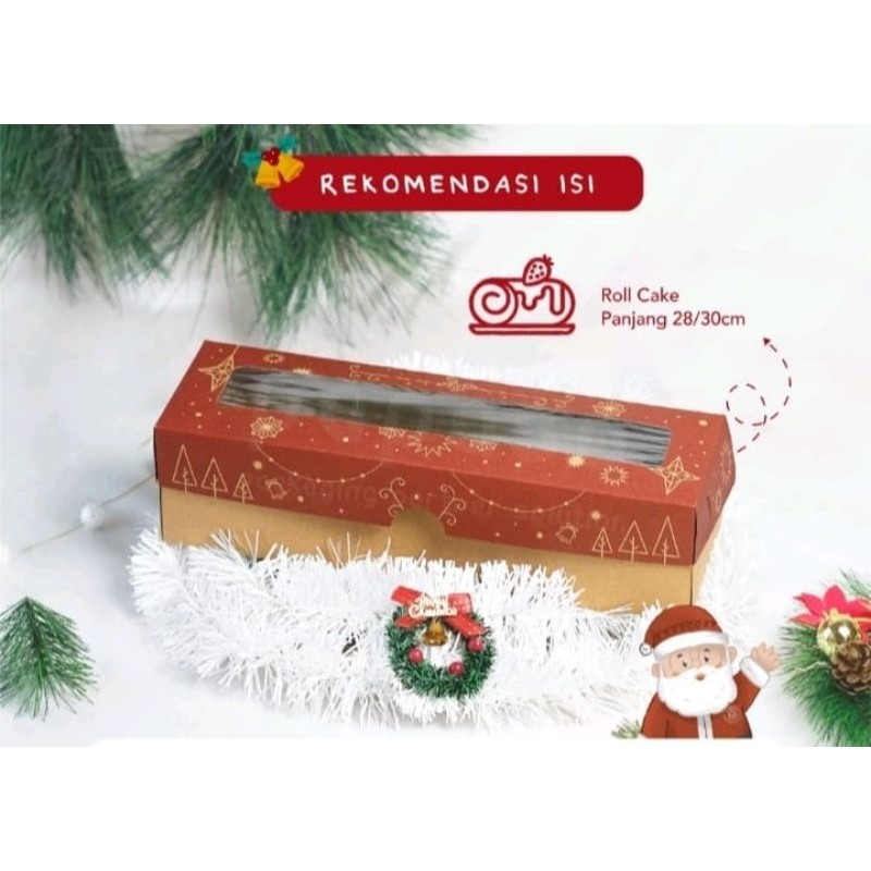 Box Natal Roll Cake Box Natal 30x9 Box natal bolu gulung Box natal kue panjang box hamper natal box 