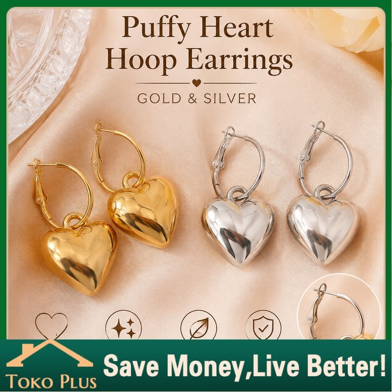 Anting Hoop Titanium Wanita Anting Hati Titanium Cantik