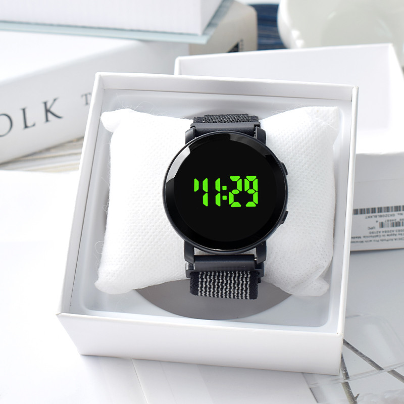 J206 Jam bulat Digital Watch Strap Kanvas Jam Tangan LED Jam Tangan Kanvas