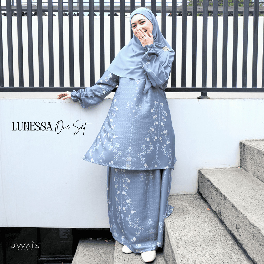Uwais | Lunessa One Set Tunik & Rok untuk Kantoran Kerja Lebaran Kondangan | Busui Wudhu Friendly