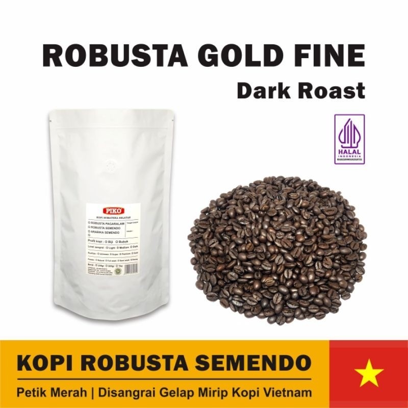 

Kopi Robusta Gold Dark Roast 1kg Semendo Biji Kopi Bubuk Piko