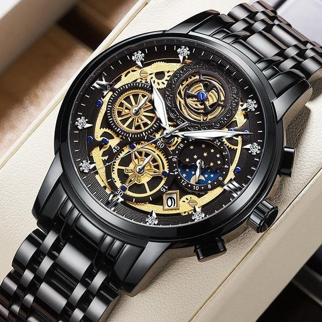 jalalud360 COD Jam Tangan Pria JP-17  Luxury Original Analog Sporty Full Stainless Tahan Air 3atm Ja