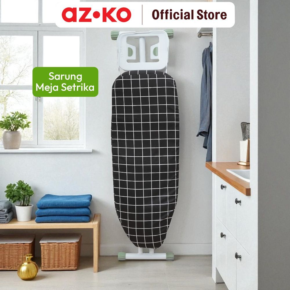 AZKO Stora Sarung Meja Setrika graph Check - Hitam Ironing Board Cover Sarung Papan Setrikaan Kain P