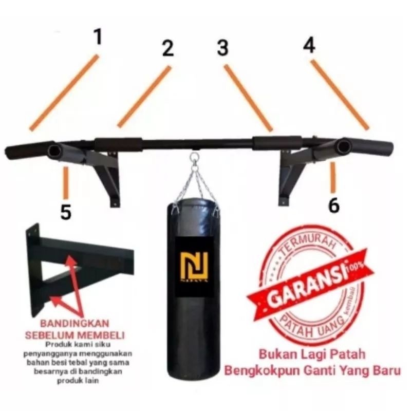 KlikSport NEW Alat Pull Up 6 Grip Busa Support Gantungan Samsak