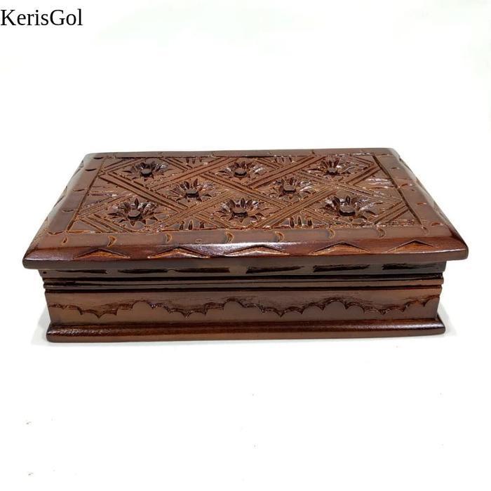 Kotak Box Peti Kayu Jati Ukir Klasik Tempat Wadah Perhiasan GL5