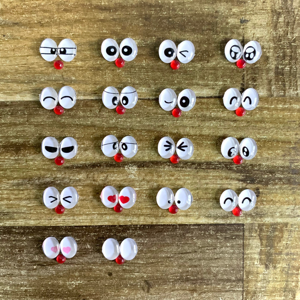 Mata Kaca Oval & Hidung Boneka Doraemon – Set DIY Aksesori Boneka (Mata & Hidung)