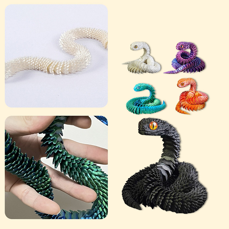 30cm Ornamen Ular / 3D Printing Mainan Ular / Ular Multi Sendi Bisa Digerakkan