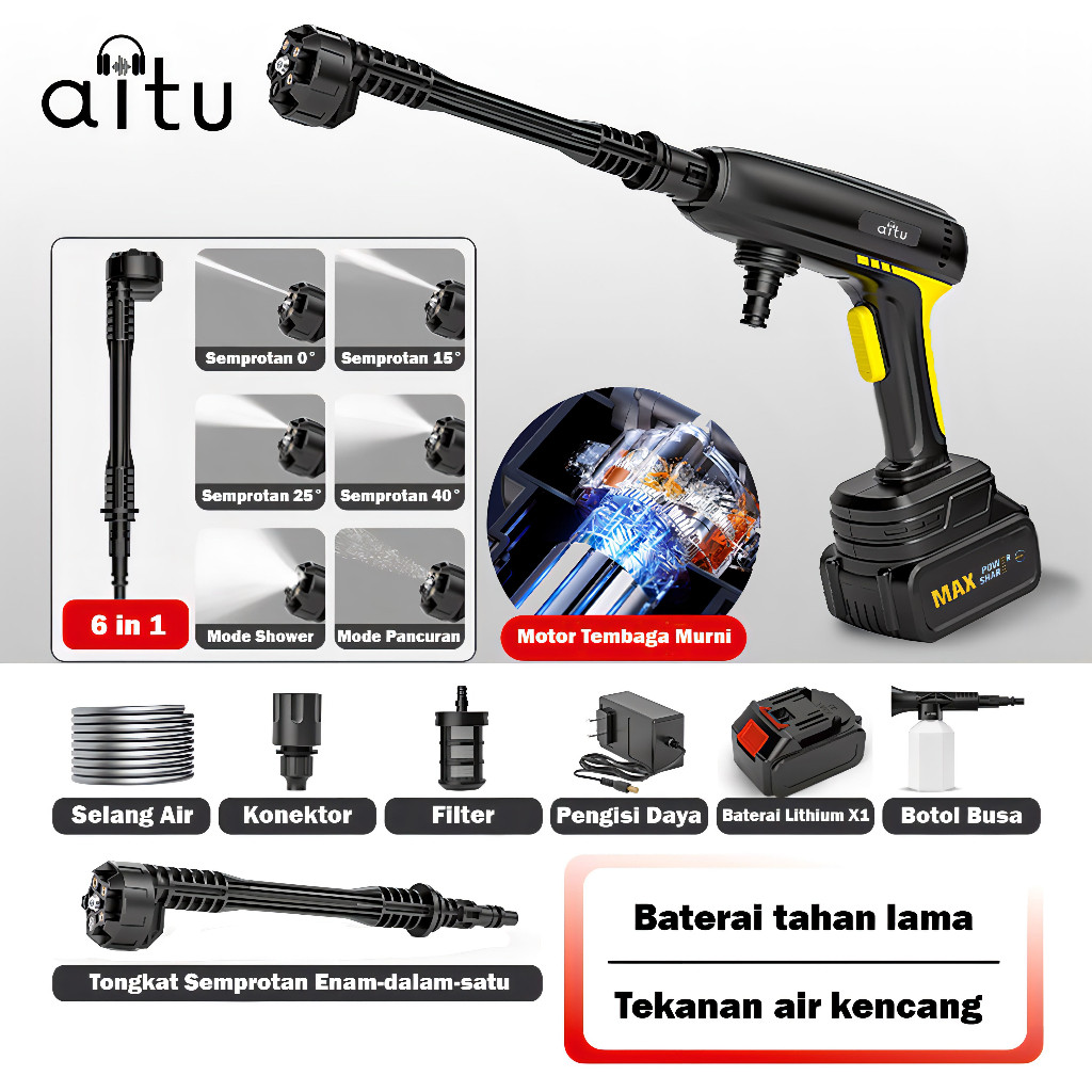 Aitu High Pressure Water Gun – Alat Cuci Motor Mobil Steam