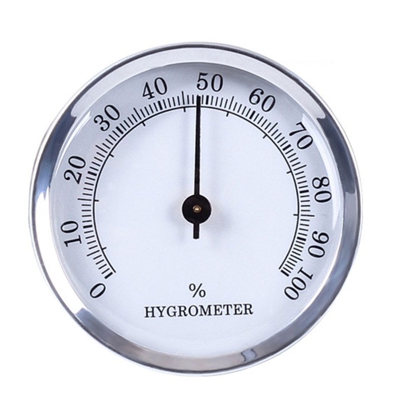 Cigar Hygrometer Round Hygrometer for Cigar Cigar Box Cigar Cabinet Silver Mini Meanical Hygrometer 