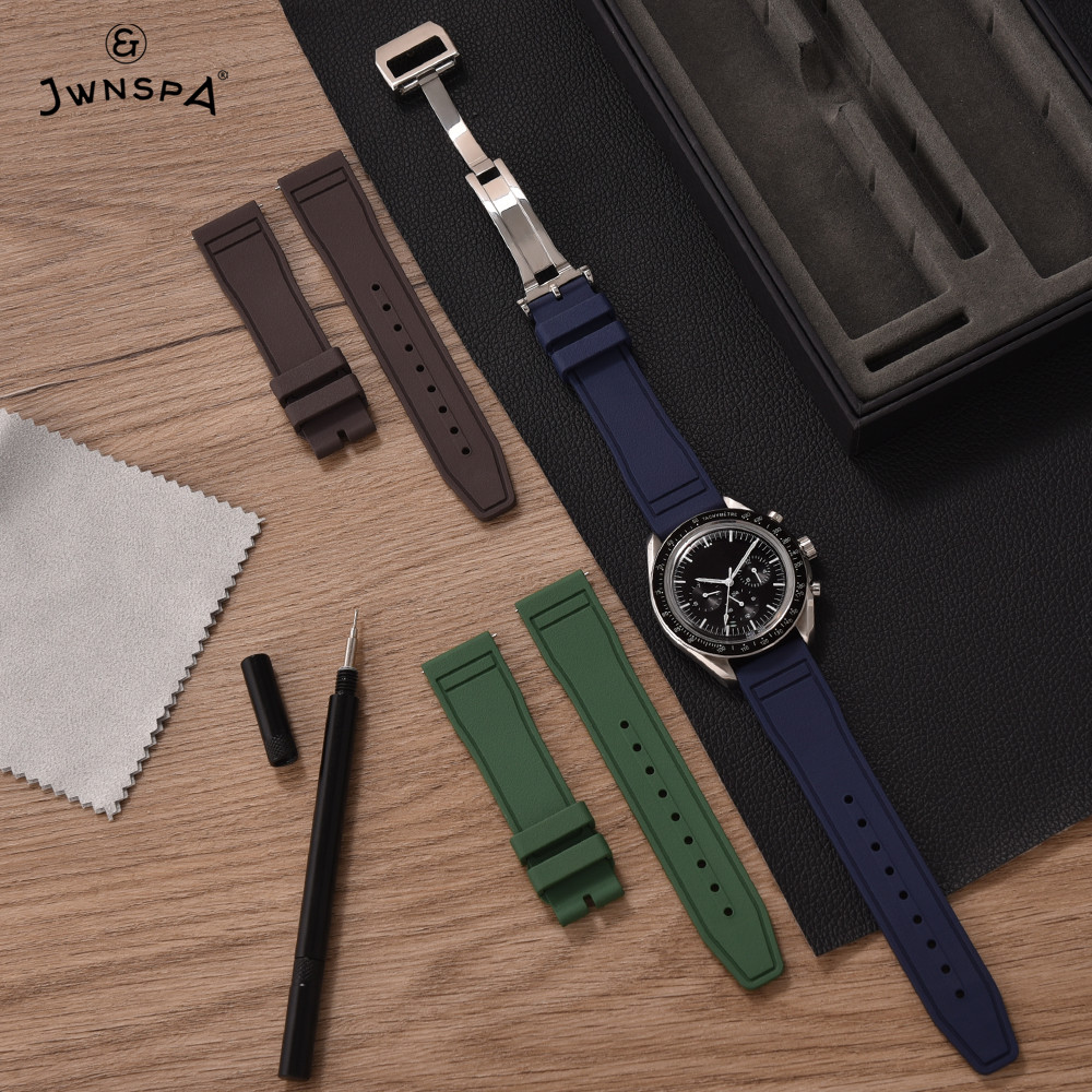 JWNSPA FKM Fluoro Rubber Strap For IWC Big Pilot Mark Portugieser TOP GUN Men Quick Release Sport Wa