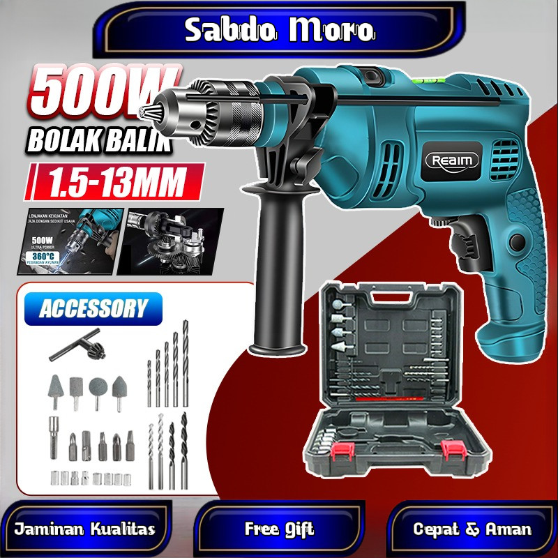 Reaim Bor Listrik 13mm Mesin Bor Bor Impact Bolak Balik Bor Listrik Impact Impact Drill Listrik Elec
