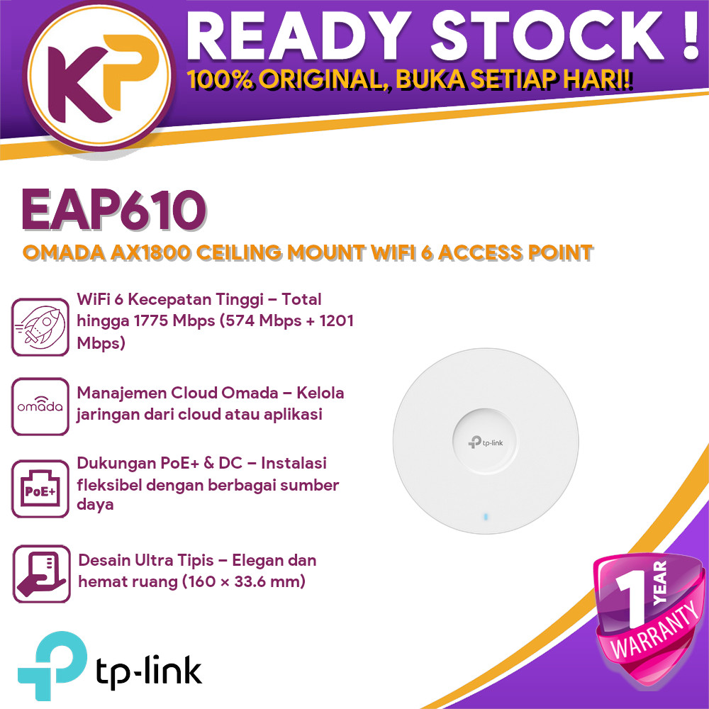 TP-LINK OMADA EAP610 AX1800 CEILING MOUNT WIFI 6 ACCESS POINT