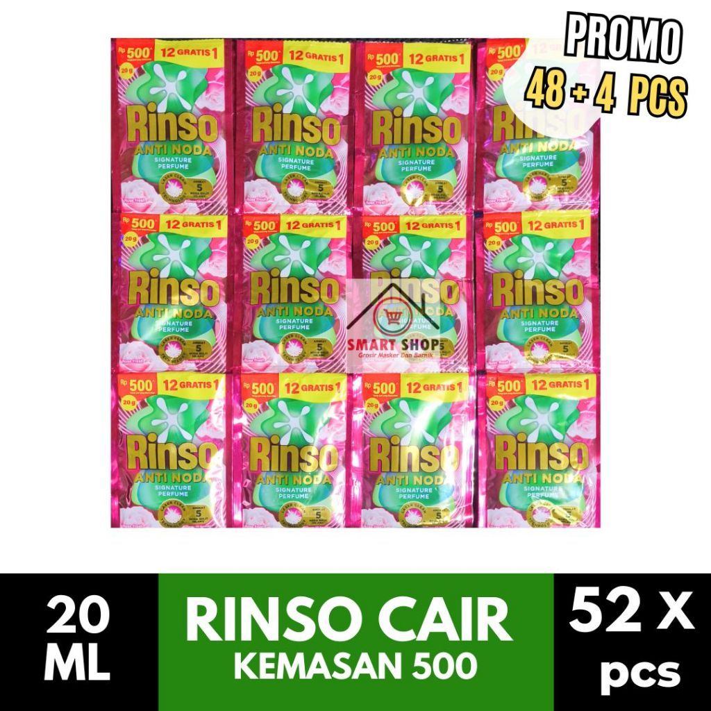 / 52 PCS Rinso Renceng 20 ml isi  sachet Anti Noda + Molto