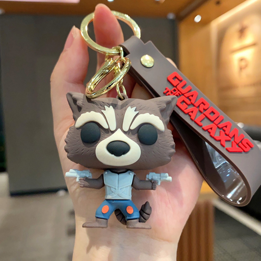 New sney Marvel Guarans of The Galaxy Groot Rocket Raccoon Keyain for Women Men Fans