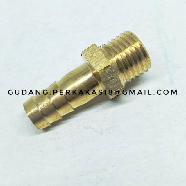 Sambungan Selang Nepel x Drat 1/4" Nepple Selang Drat Luar Kuningan Sprayer Kuningan Steam Motor