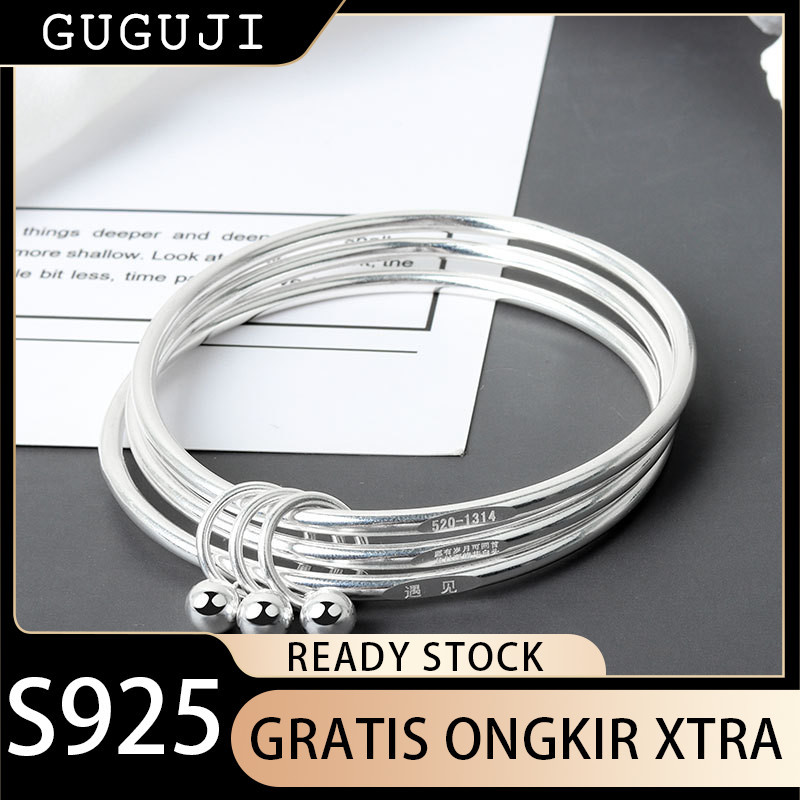 GUGUJI Gelang Perak 925 Terlaris untuk Wanita Gelang Ding-Dong Satu Langkah Satu Cincin Hadiah untuk