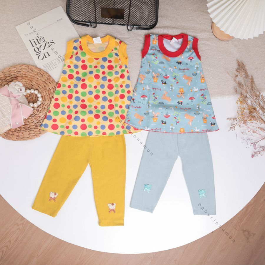 Setelan Flowly uk Bayi - 5 Tahun / Gaya Korea Setelan Anak Perempuan Baby Cewek Legging Import Polos