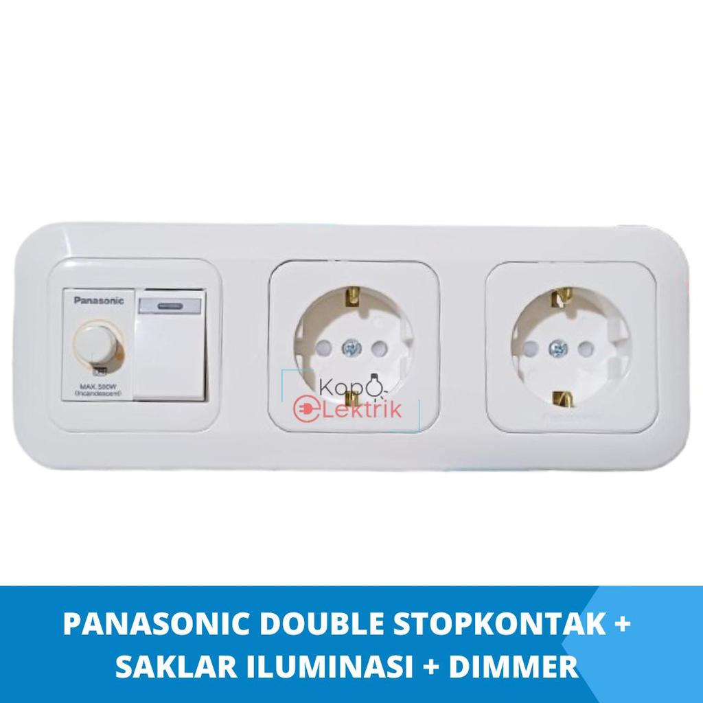 Panasonic Double Stopkontak + saklar iluminasi + Dimmer