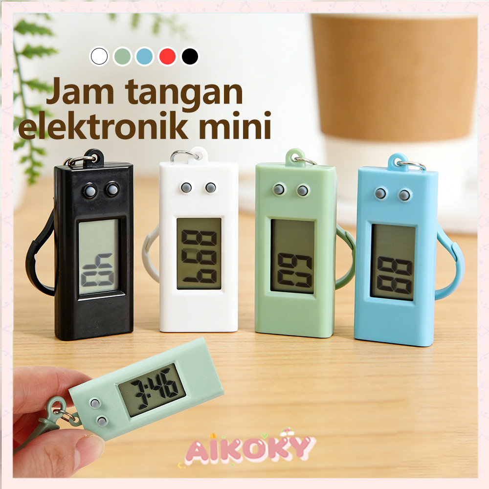 AIKOKY Gantungan Kunci Jam Digital LCD Jam Digital LCD Saku Untuk Ujian Jam Elektronik Digital Senya