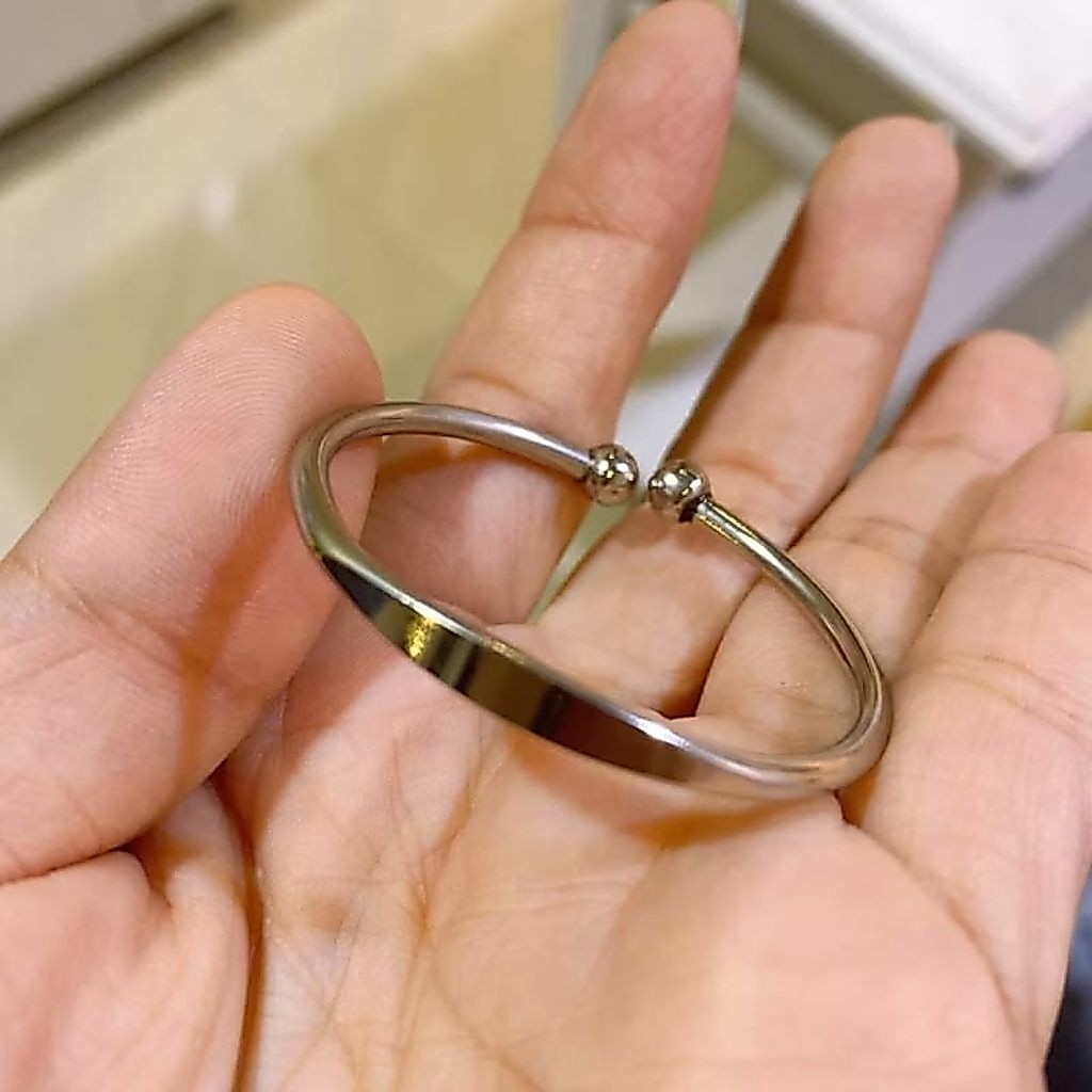 GELANG BAYI ASLI 100 % BESI PUTIH MODEL BIJI LADA BISA UKIR NAMA MINIMAL 5 HURUF GELANG BESI PUTIH T