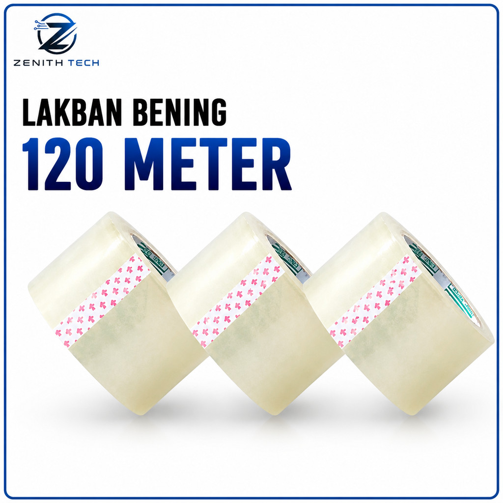 Lakban Bening Premium 120 Meter Perekat Tahan Lama untuk Kebutuhan Packing