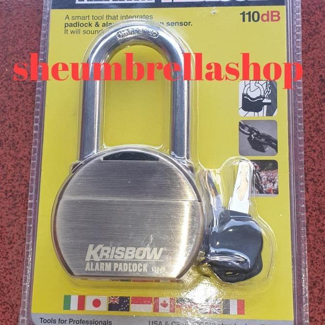 gembok alarm kuningan krisbow 110db / padlock Diskon