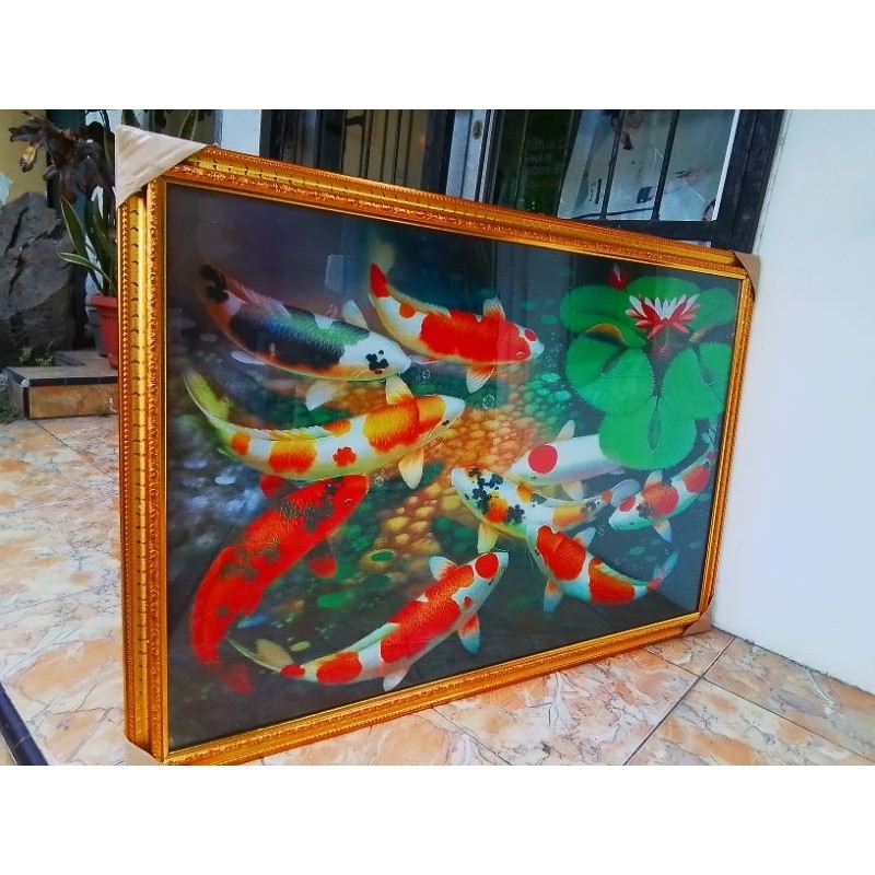 Terbaru Hiasan dinding ikan koi jumbo lukisan koi 3D jumbo