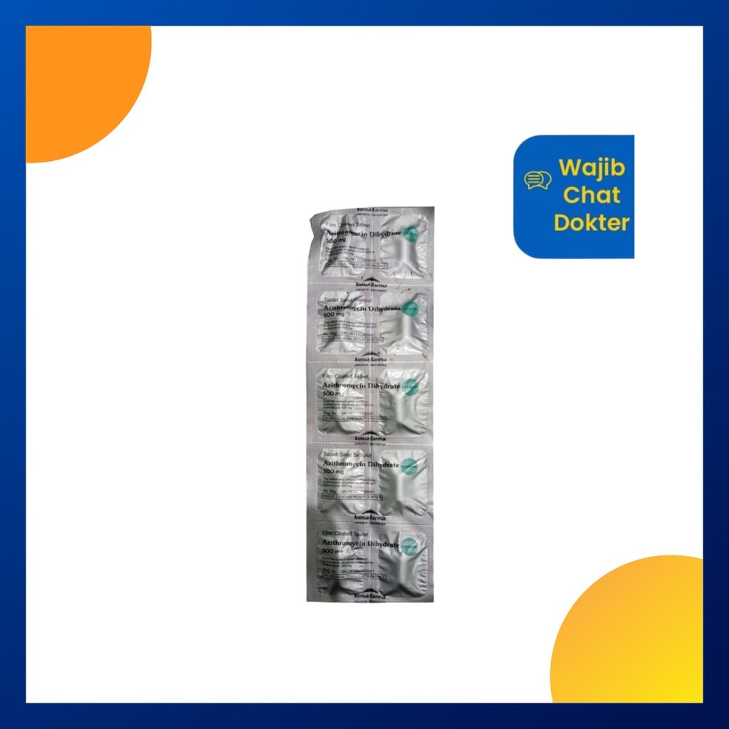 AZITHROMYCIN GENERIK KF 500 MG 1 STRIP @ 10 KAPLET SALUT SELAPUT