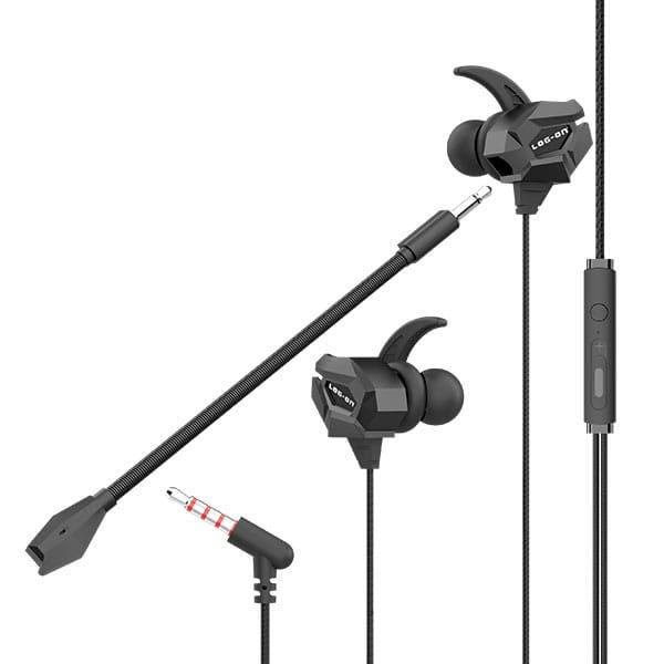 LOG ON HEADSET GAMING DUAL MICROPHONE LO-RX9 SHOOTER Handsfree/Earphone Komputer Earphones Earphone 