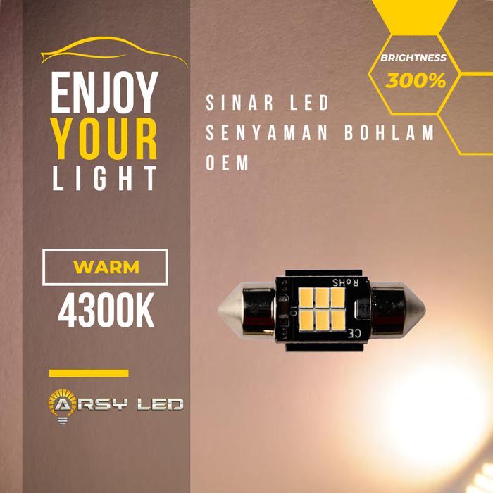 Lampu Led Plafon Mobil Kabin 31 WARM BOHLAM ATOMIC Avanza Xenia Calya