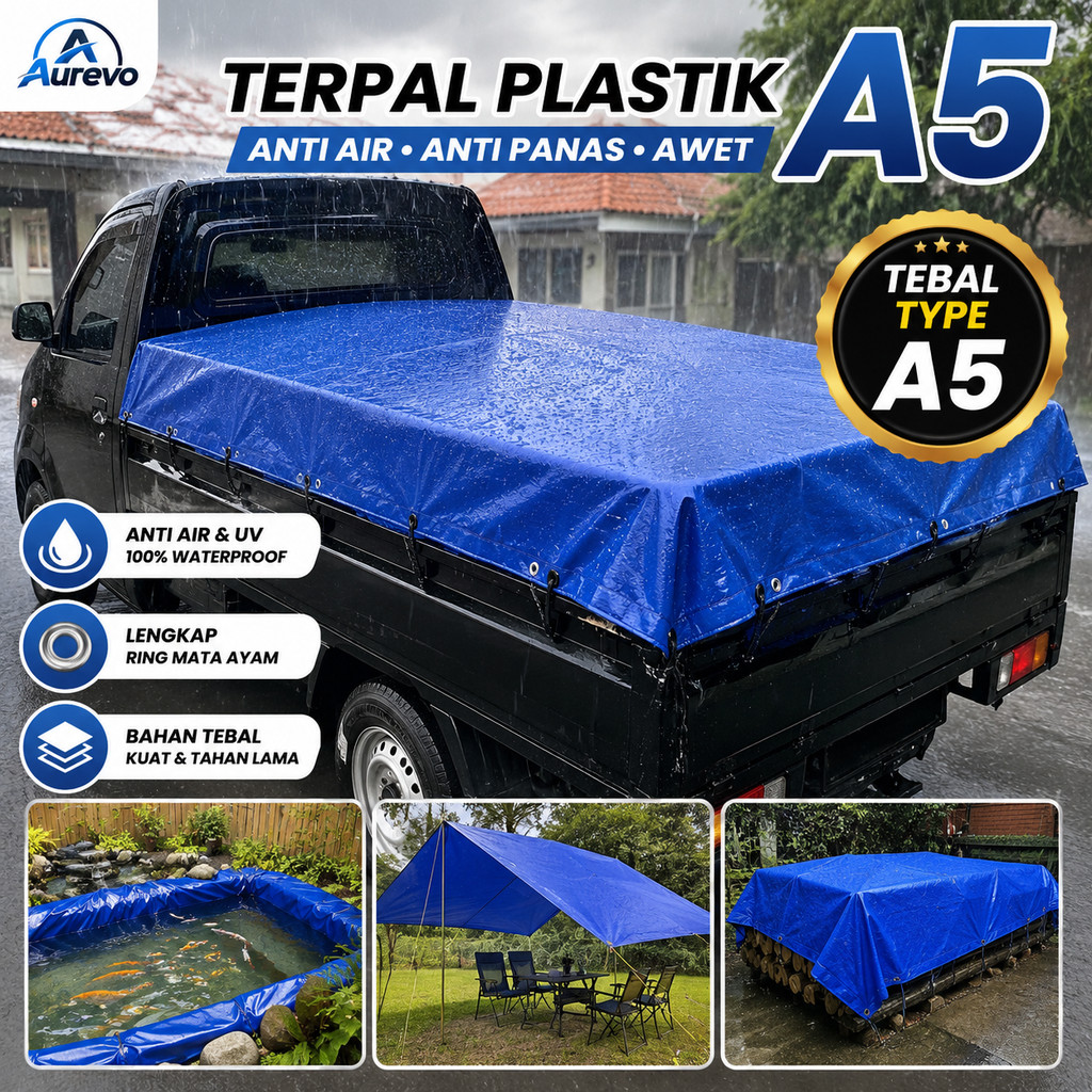 Terpal Plastik A5 Korea Super Tebal Anti Bocor & Panas / Terpal Kolam Ikan Tutup Mobil Pick Up Tenda