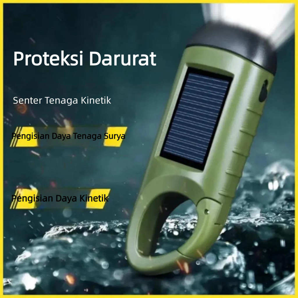 NR Solar Power Generator Flashlight - Hand Shake Power Generator Flashlight Darurat