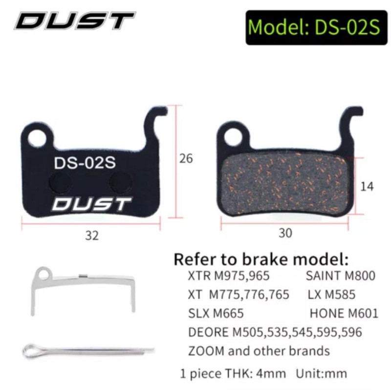 Dust DS-02S Kampas Rem Sepeda Kompatibel RemShimano Deore SLX XT LX Saint Kampas Rem Sepeda Berbahan