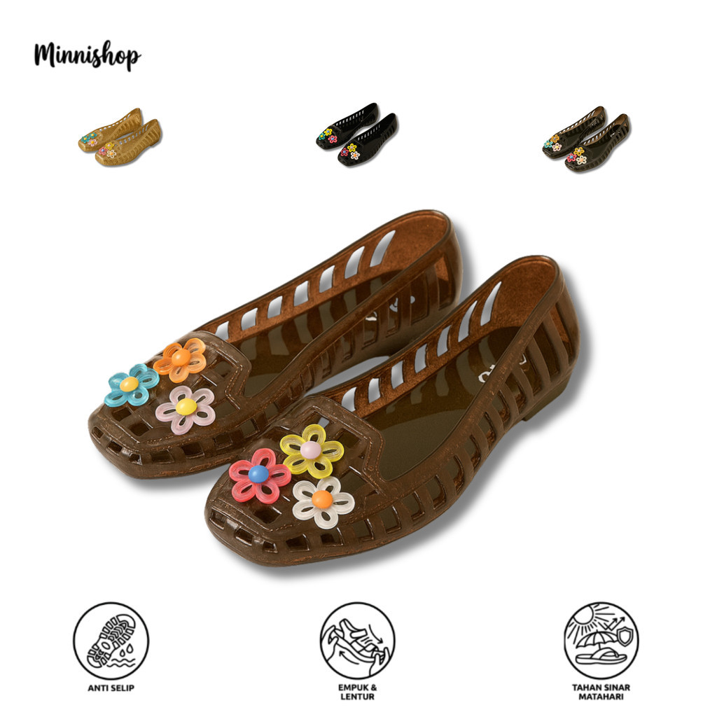 FlatShoes Wanita Karet Jelly