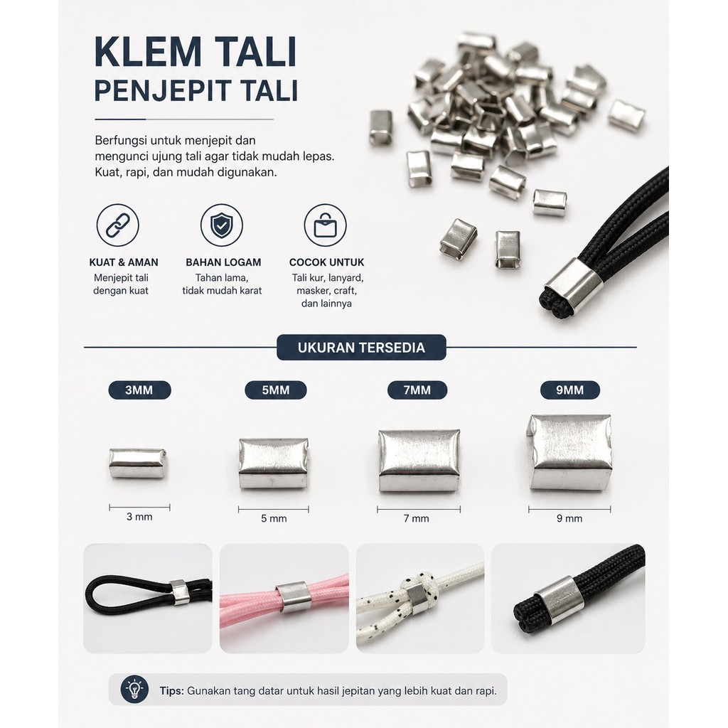 5000pcs Klem 3mm / Klep Tali Penjepit Penyambung