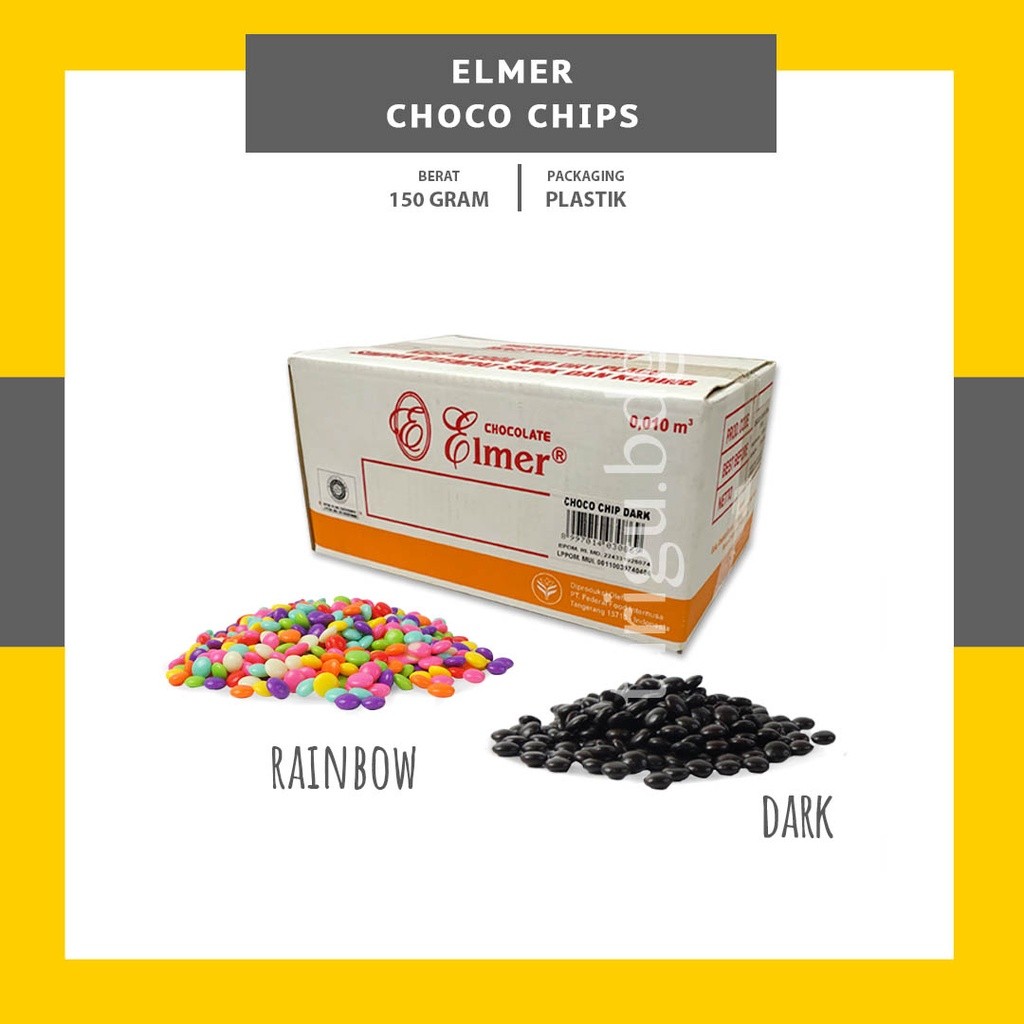HALF ROUND CHOCOCHIPS ELMER 150GR - CHOCO CHIPS DARK WARNA WARNI - CHOCO CHIPS - CHOCOLATE