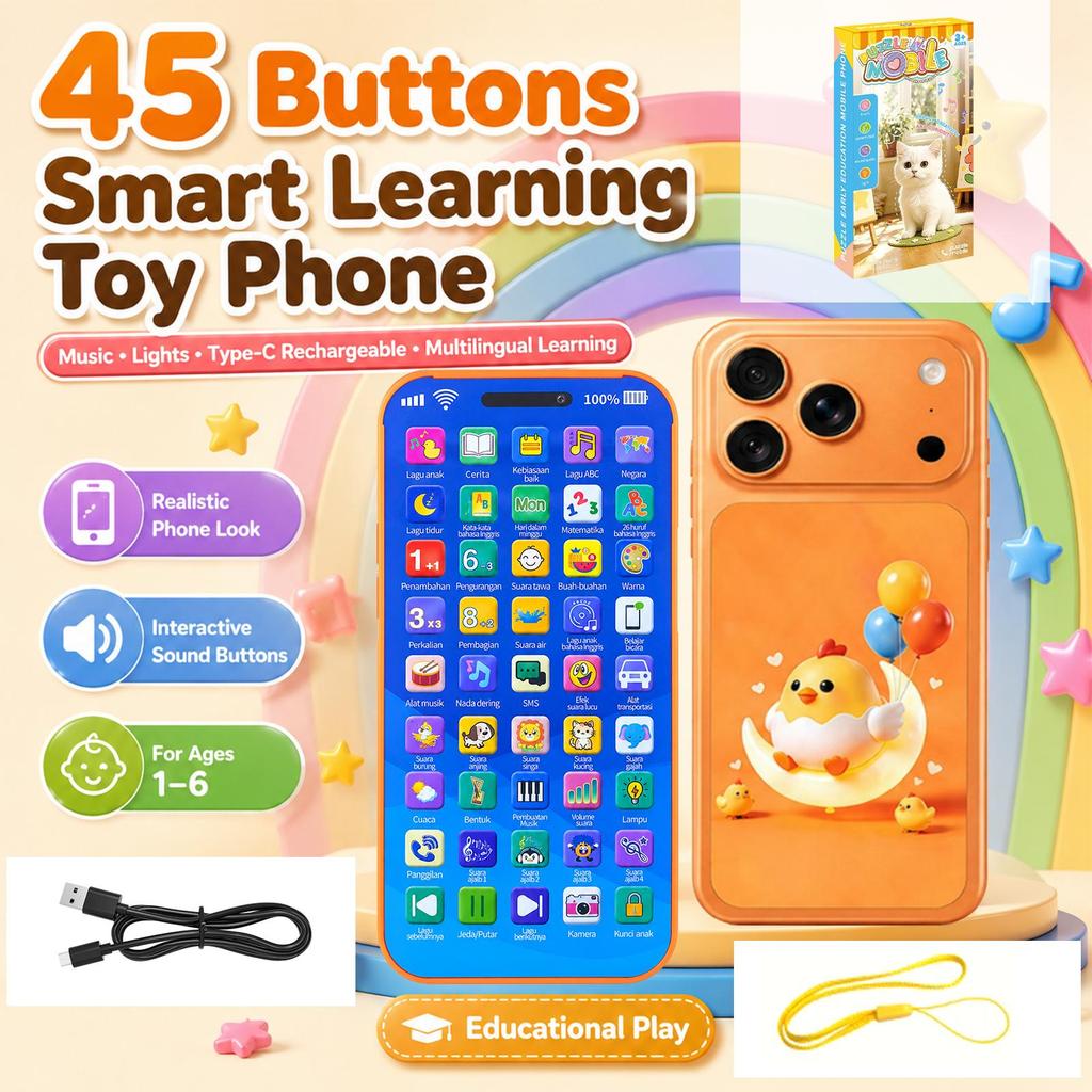 45 Tombol Smart baby Mainan telepon mainan edukasi paling populer / Telepon Anak anak 36 Tombol Modu